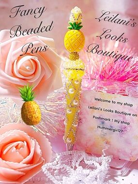 Fancy beaded pen/gifts/pineapple/yellow beads/flower beads/